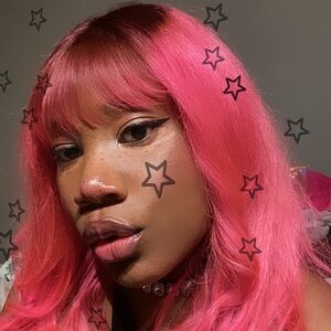 Vibrant Pink Wig with Star Accents